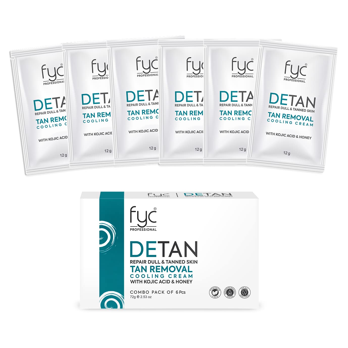 FYC Professional  DETAN TAN REMOVAL COOLING CREAM for REPAIR DULL & TANNED SKIN COMBO PACK OF 2  from FYC
