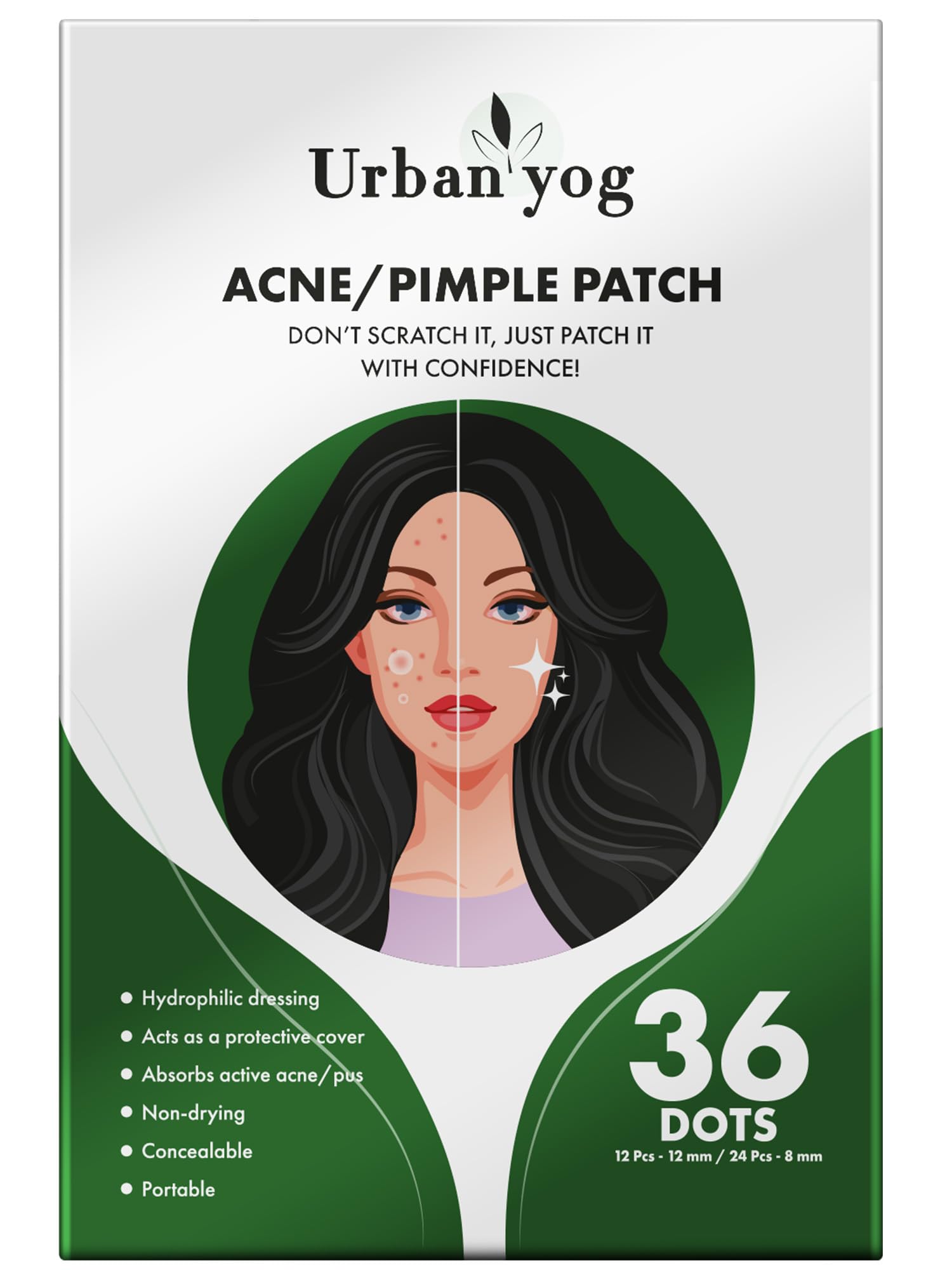Urban Yog Acne Pimple Patch For Face | 36 Facial Stickers for Active Acne | Absorbs Pimple Overnight | Suitable for All Skin Types  from Urban yog