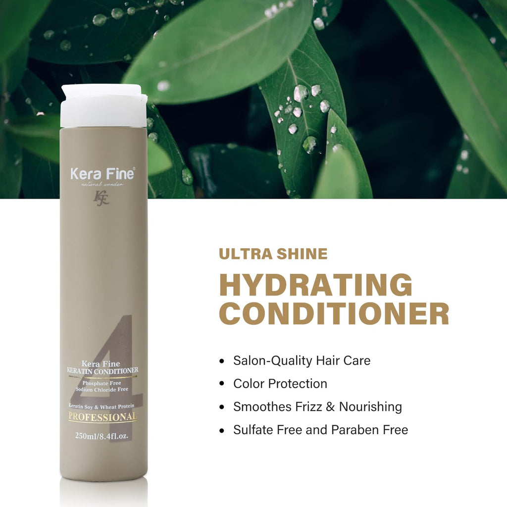 KERA FINE KERATIN CONDITIONER | 250ML | SULFATE FREE | PARABEN FREE | PHOSPHATE FREE | SODIUM CHLORIDE FREE | KERATIN SOY & WHEAT PROTEIN | PROFESSIONAL USE  from KERA FINE KF