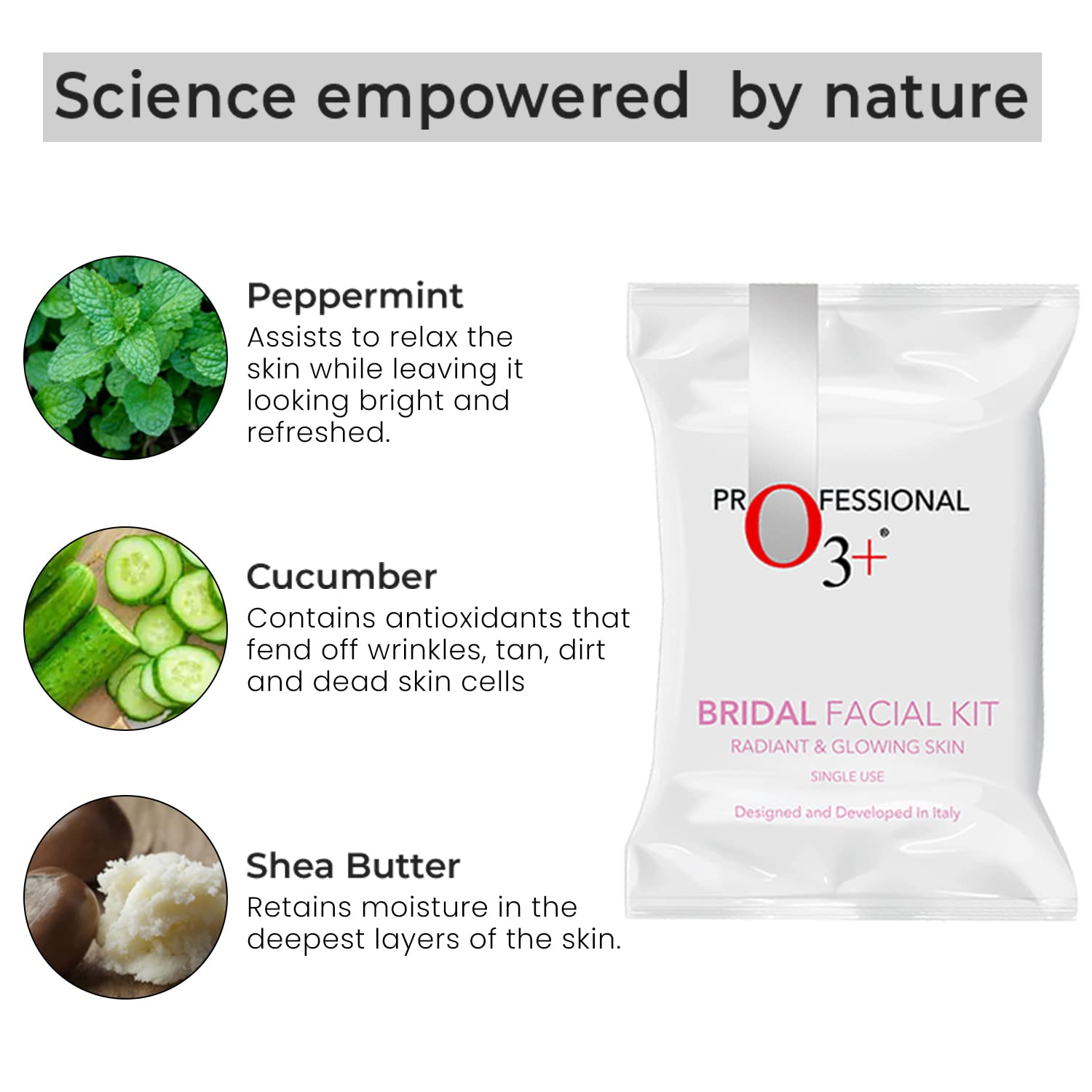 O3+ Bridal Facial Kit for Radiant & Glowing Skin - Suitable for All Skin Types (60g+69ml, Single Use)  from O3+