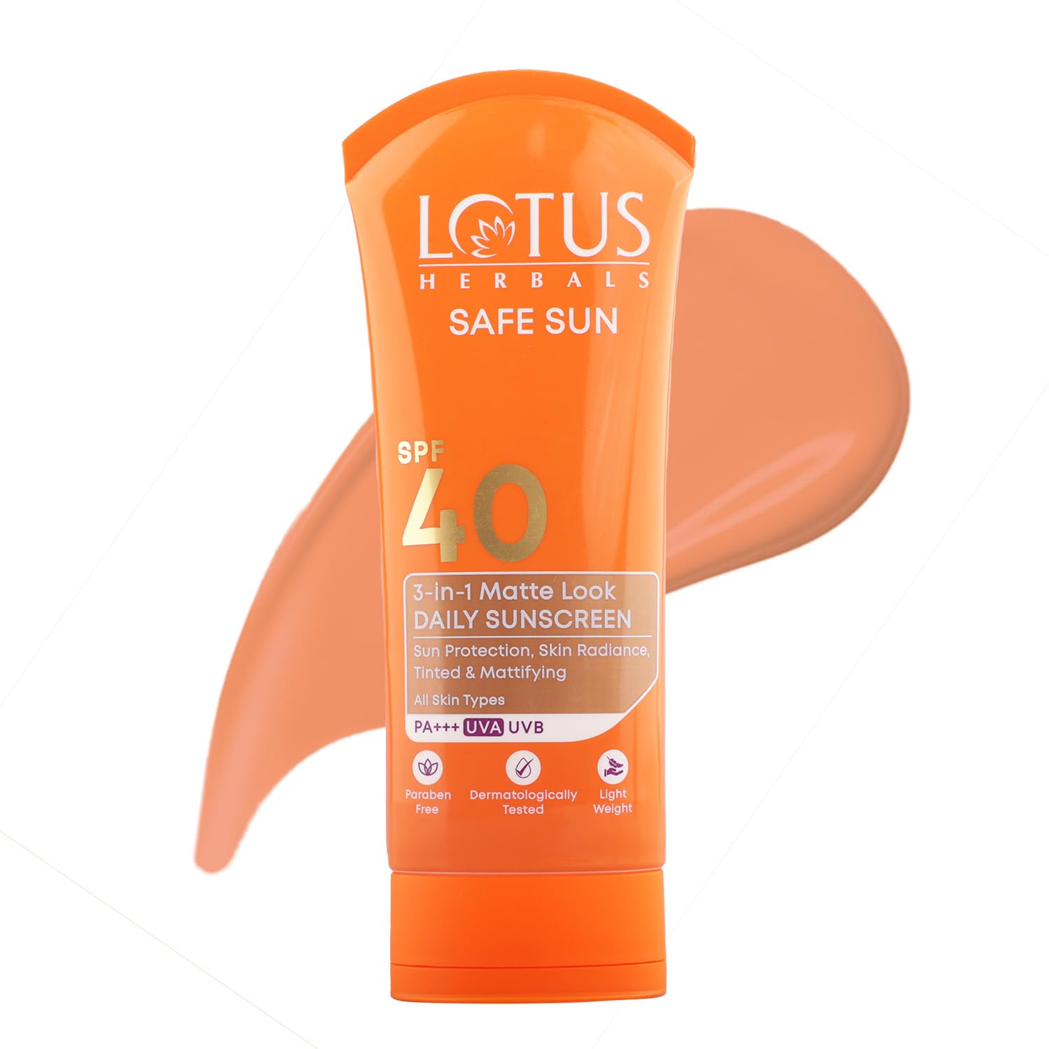 Lotus Herbals Safe Sun 3 In 1 Tinted Daily Sunscreen SPF 40 PA+++ | In Vivo Tested | Tinted Matte Look | UVA & UVB Protection | Non-Greasy | No White Cast | For All Skin Types | For Women & Men