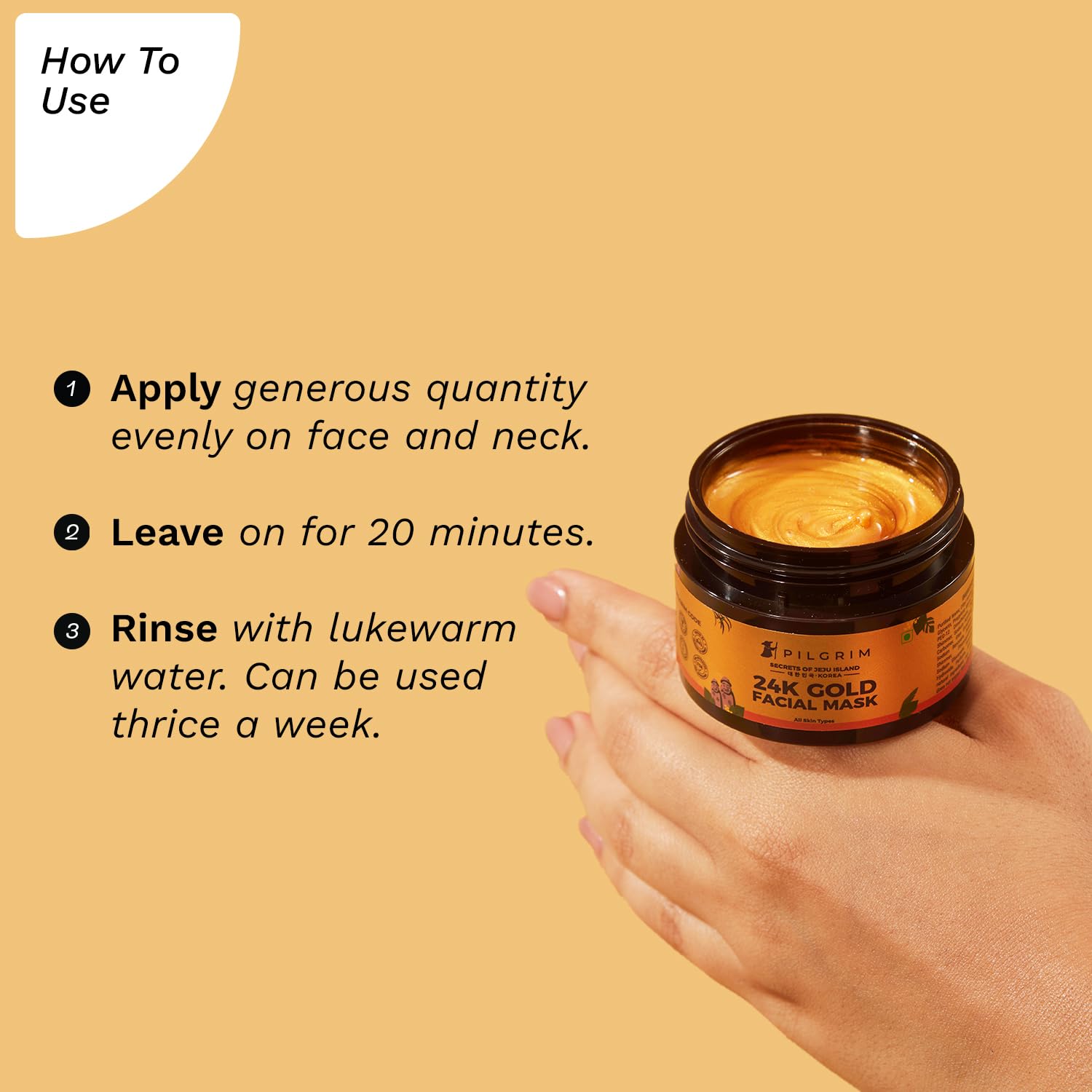 Pilgrim 24K Gold face mask for glowing skin | 24K Gold face pack for glowing skin, skin hydrating, boosts collagen and restoring skin radiance | For All Skin Types | For Men & Women | 50gm  from Pilgrim