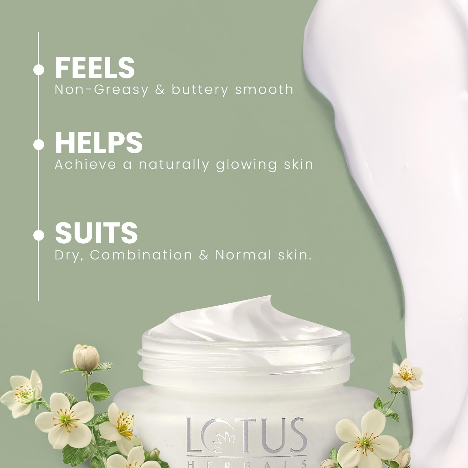 Lotus Herbals WhiteGlow Deep Moisturizing Creme I Intense moisturization I Visible glow I SPF20 PA+++ I Normal to Dry skin I 50g  from Lotus