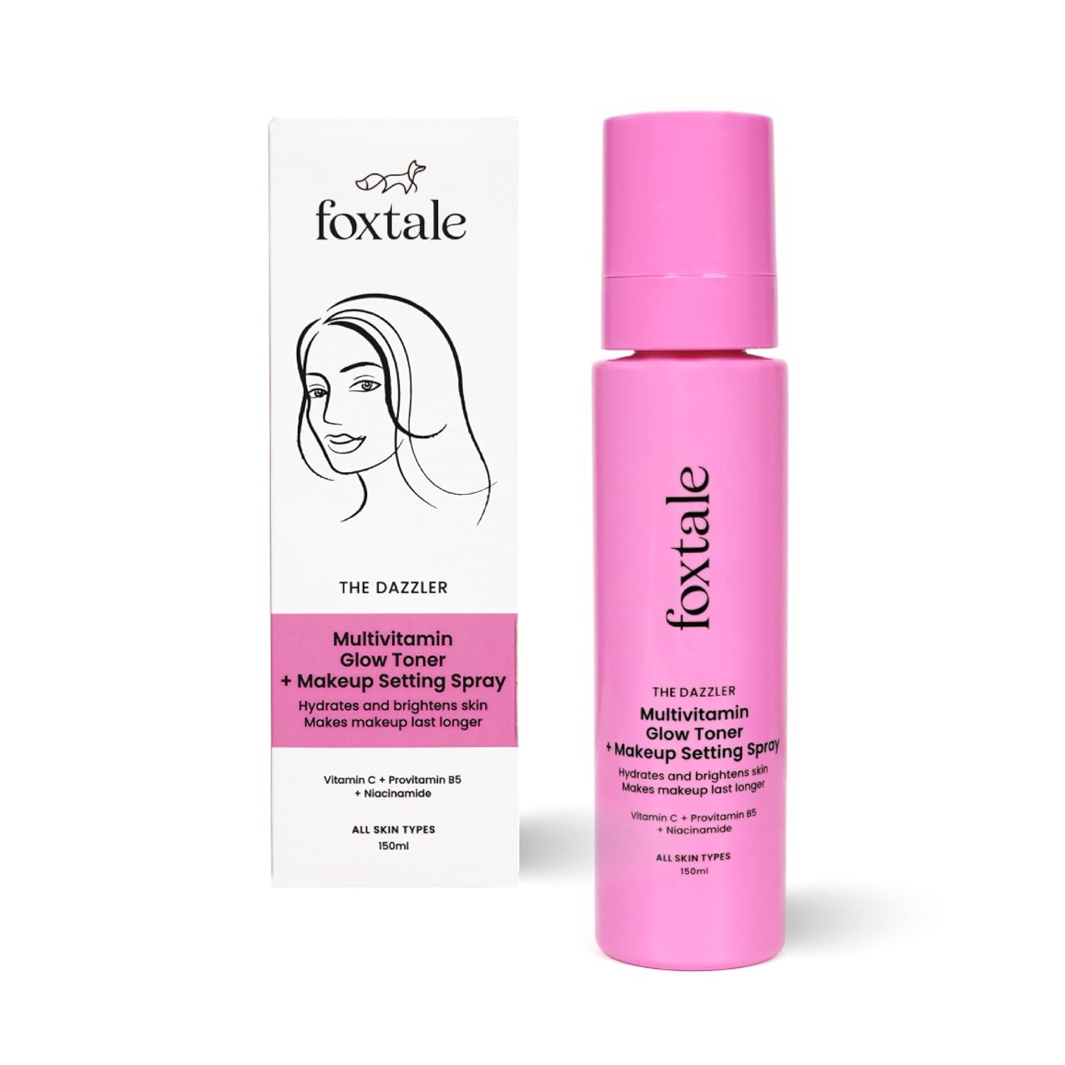 Foxtale Multivitamin Glow Toner & Makeup Setting Spray with Vitamin C & Niacinamide, Hydrating Toner for Glowing Skin, Alcohol-Free, For All Skin Types, 150 ml setting spray from FoxTale