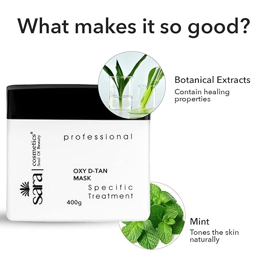 SARA Oxy D-TAN® Mask Pack For Instant Tan Removal & Glowing Skin | De-Tan Ideal For All Skin Type | Perfect For Both Men & Women, 400 g D tan from SARA BEAUTY
