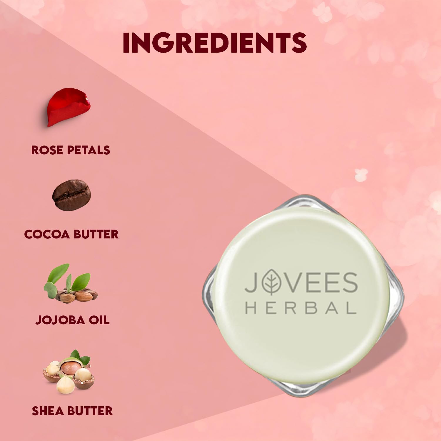 Jovees Herbal Sugar & Rose Petal Replenishing Lip Balm | 24 Hour Hydration | Rejuvenates Dry and Chapped Lips | Gives Soft, Shiny and Glossy Lips 8g  from JOVEES