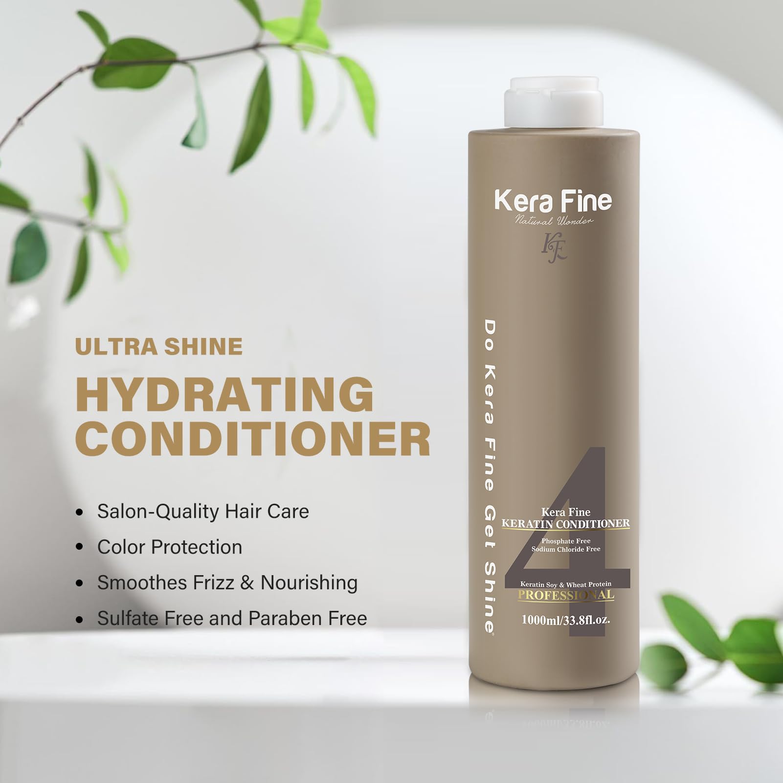 KERA FINE KERATIN CONDITIONER | 1000ML | SALFATES FREE | PARABEN FREE | PHOSPHATE FREE, SODIUM CHLORIDE FREE | KERATIN SOY & WHEAT PROTEIN | PROFESSIONAL USE  from KERA FINE KF