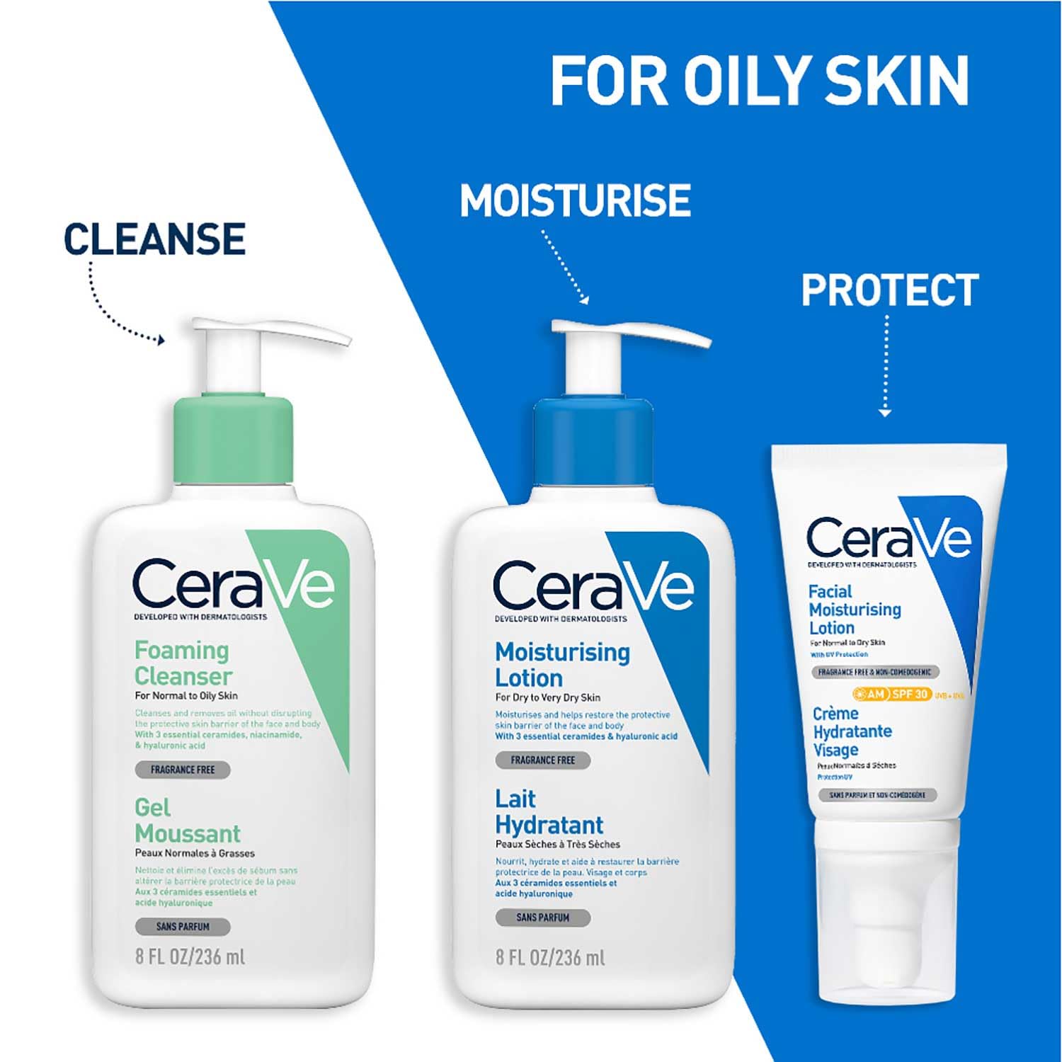 CeraVe Foaming Cleanser For Normal To Oily Skin (236ml) - Dermatologist-Developed Facewash | Non-Comedogenic And Fragrance-Free Cleansers For Acne-Prone Skin cleansing foam from cerave