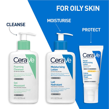 CeraVe Foaming Cleanser For Normal To Oily Skin (236ml) - Dermatologist-Developed Facewash | Non-Comedogenic And Fragrance-Free Cleansers For Acne-Prone Skin cleansing foam from cerave