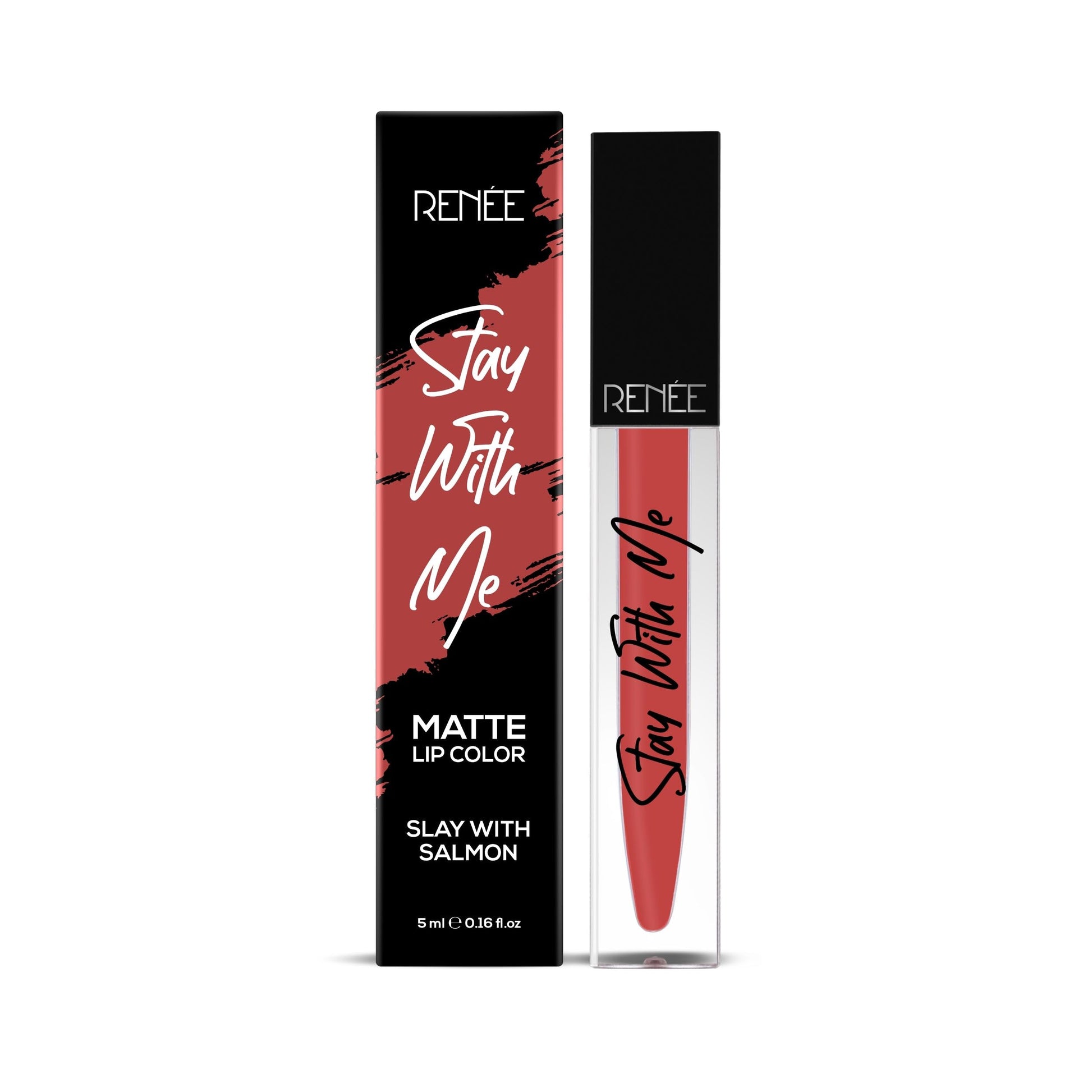RENEE Stay With Me Matte Lip Color - Slay With Salmon 5ml| Long lasting, Light Weight & Non Transfer Formula| Water & Smudge Proof  from RENEE