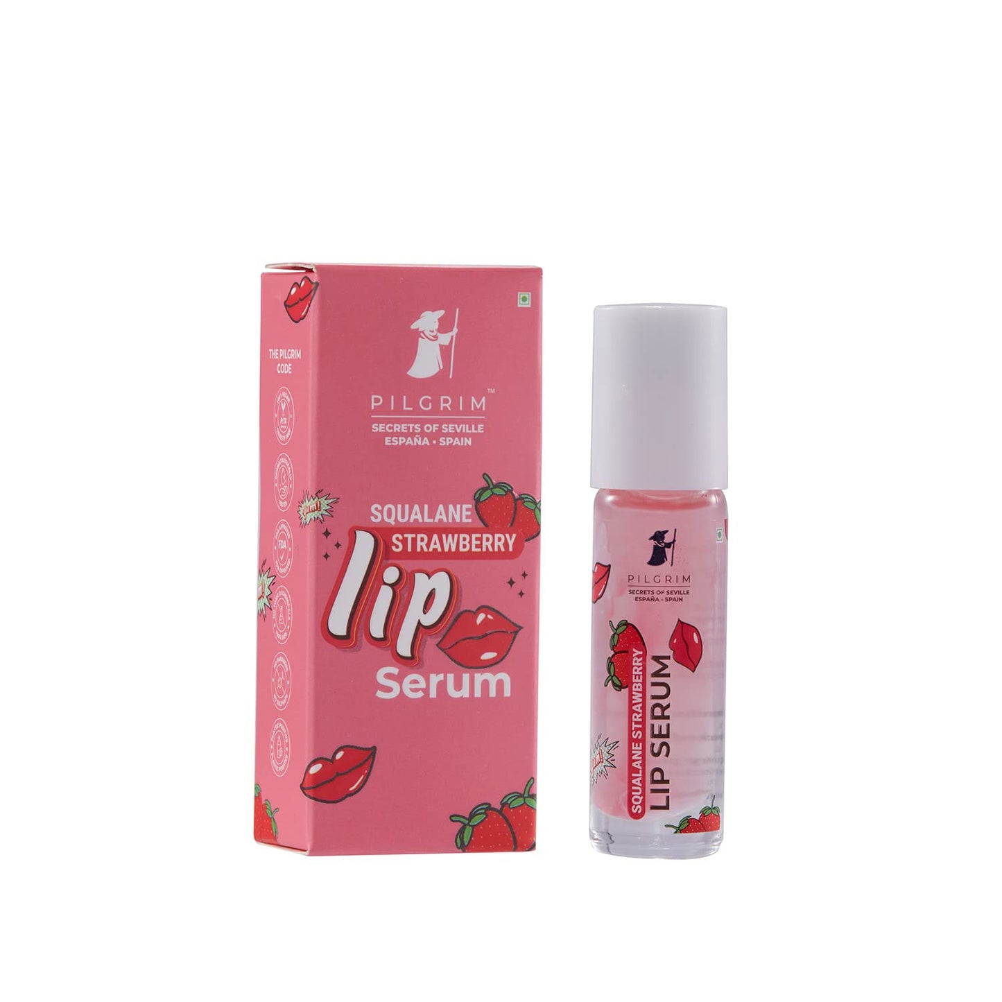 Pilgrim Spanish Squalane Lip Serum with roll-on for Visibly Plump Lips | Hydrating Lip serum for dark lips |Lip serum with Shea Butter & Pomegranate for plump & soft lips |Men & Women |6 ml lip serum from Pilgrim