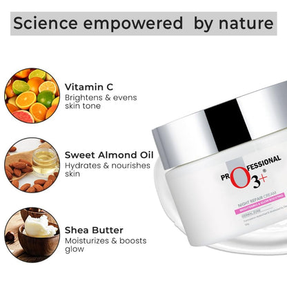 O3+ Night Repair Cream Brightening & Glow Boosting Dermal Zone (50gm)  from O3+