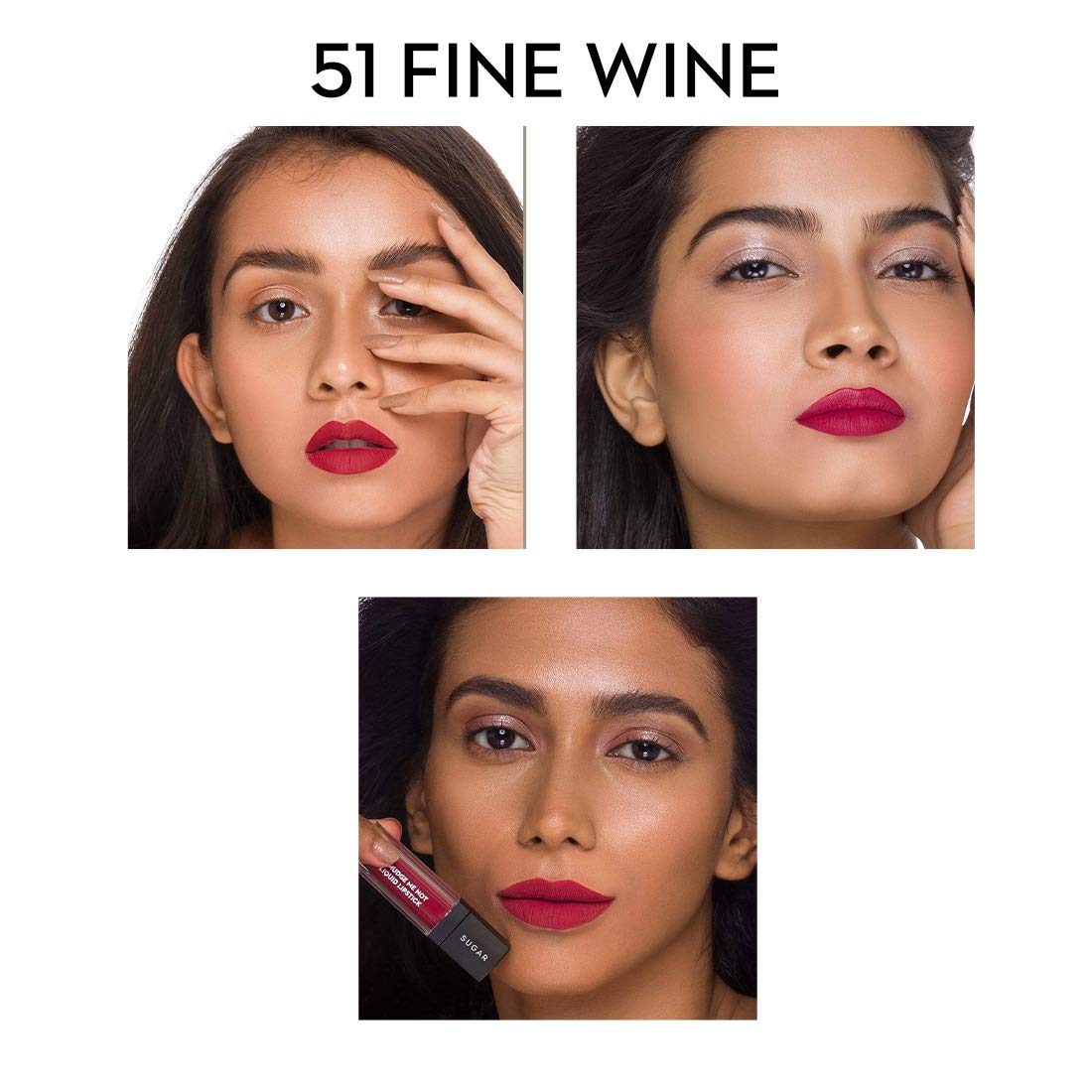 SUGAR Cosmetics Smudge Me Not Liquid Lipstick Matte Finish - 51 Fine Wine (Burgundy Red), Red, 4.5 ml  from SUGAR Cosmetics