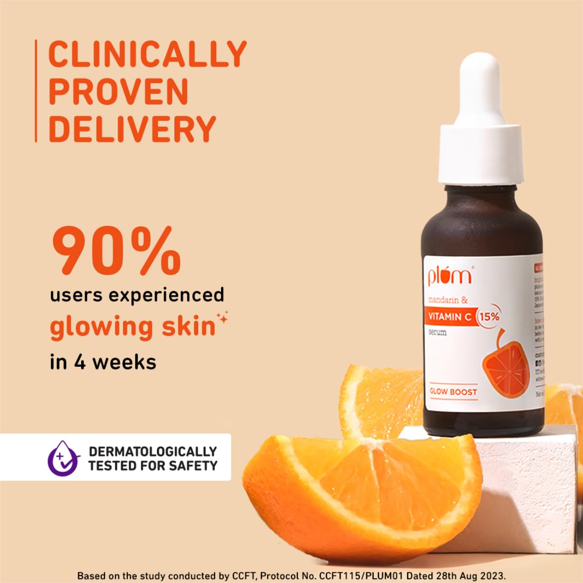 Plum 15% Vitamin C Face Serum For Glowing Skin | Reduces Dark Spots | For Dull Skin | With Mandarin | Beginner Friendly, For All Skin Types | 100% Vegan | 30 ml  from Plum