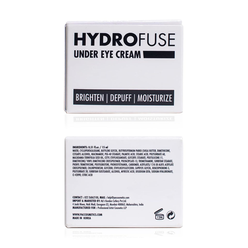 PAC Hydro Fuse Hydrating Under Eye Cream for Dark Circles Removal, Puffy Eyes, Wrinkles & Removal of Fine Lines with Shea Butter, Niacinamide & Macadamia Oil | For Men & Women | 15 ml  from PAC