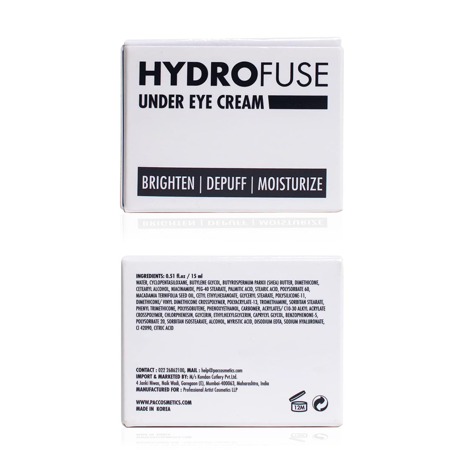 PAC Hydro Fuse Hydrating Under Eye Cream for Dark Circles Removal, Puffy Eyes, Wrinkles & Removal of Fine Lines with Shea Butter, Niacinamide & Macadamia Oil | For Men & Women | 15 ml  from PAC