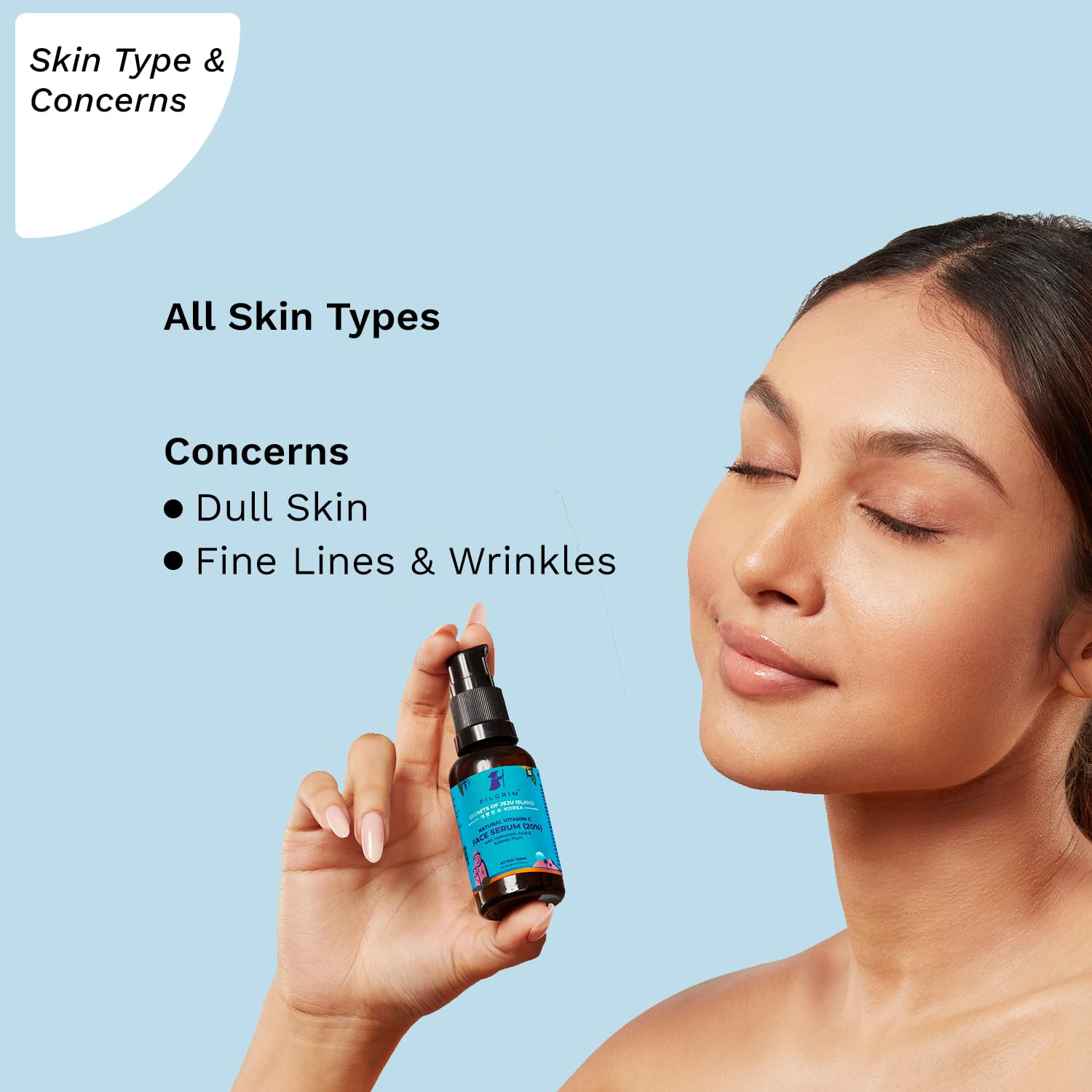Pilgrim Korean 20% Vitamin C Face Serum with Hyaluronic Acid & Kakadu Plum for glowing/Dry/Oily skin & Combination Skin |For Men and Women | Skin Care |Vegan & Cruelty-free |30ml Face serum from pilgrim