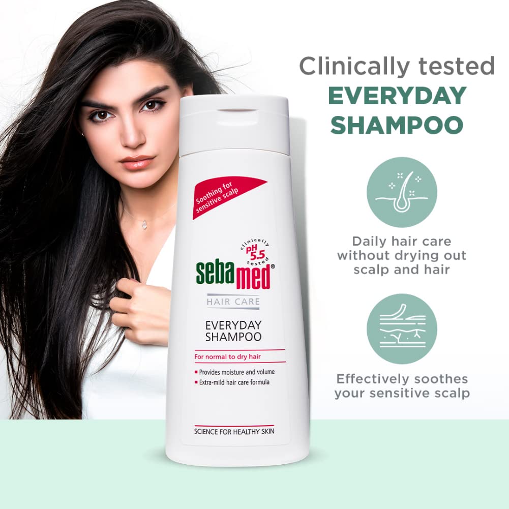 SebaMed Everyday Shampoo 200 Ml|Ph 5.5|Normal To Dry Hair|Mild|Gives Moisture&Volume|Phthalates&Sls And Parabens Free|Men&Women L Shampoo For Dry Scalp Toxin Free L Clinically Proven L Toxin Free  from SebaMed