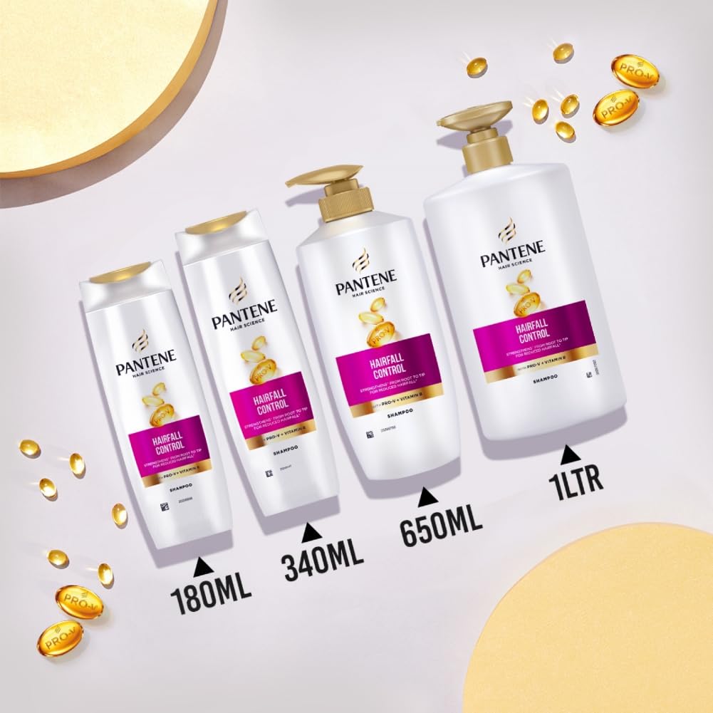 Pantene Hair Science Hairfall Control Shampoo 1Litre with Pro-Vitamins & Vitamin B for reduced hairfall,for all hair types, shampoo for women & men, for hairfall and damage prone hair Shampoo from Pantene