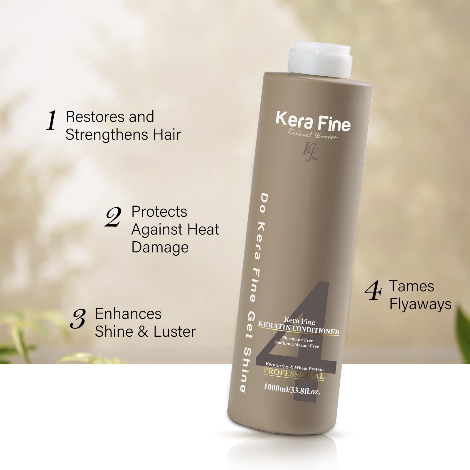 KERA FINE KERATIN CONDITIONER | 1000ML | SALFATES FREE | PARABEN FREE | PHOSPHATE FREE, SODIUM CHLORIDE FREE | KERATIN SOY & WHEAT PROTEIN | PROFESSIONAL USE  from KERA FINE KF