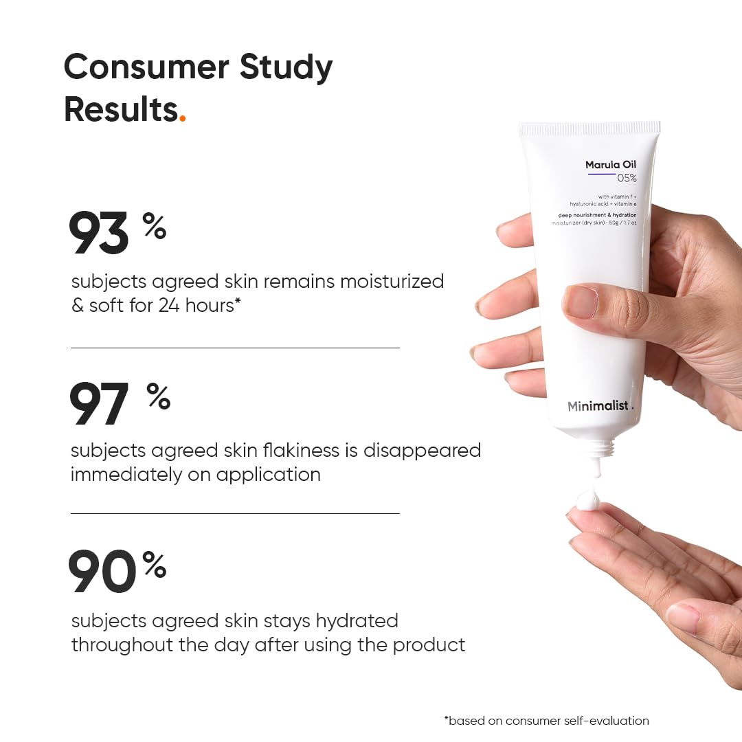 Minimalist Marula Oil 5% Face Moisturizer For Dry Skin With Hyaluronic Acid For Deep Nourishment & Hydration, For Men & Women (50gm)