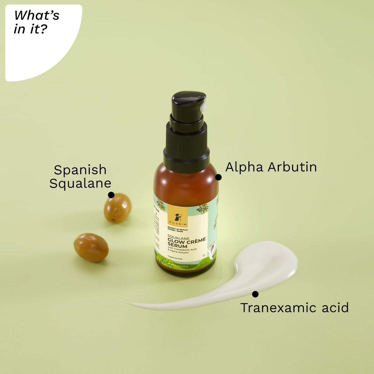 PILGRIM Spanish Squalane 4% Niacinamide & 1% Alpha arbutin Glow Crème Serum | Face serum for glowing skin | Women & Men | All Skin types | 30 ml Face serum from pilgrim