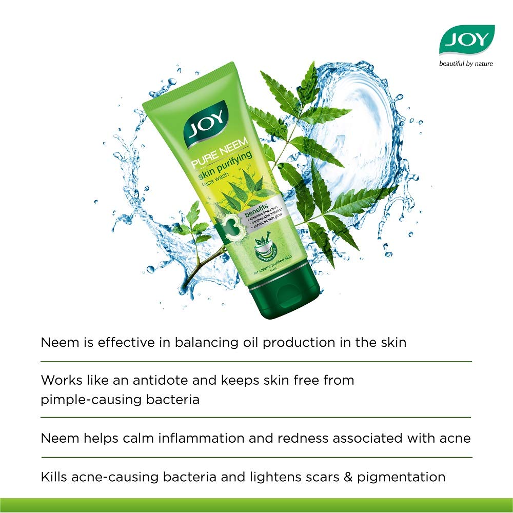 Joy Natural Skin Purifying Neem Face Wash for Acne & Pimples (2X100ml) | Removes Impurities & Reveals Natural Glow | For All Skin Types, Men & Women  from JOY