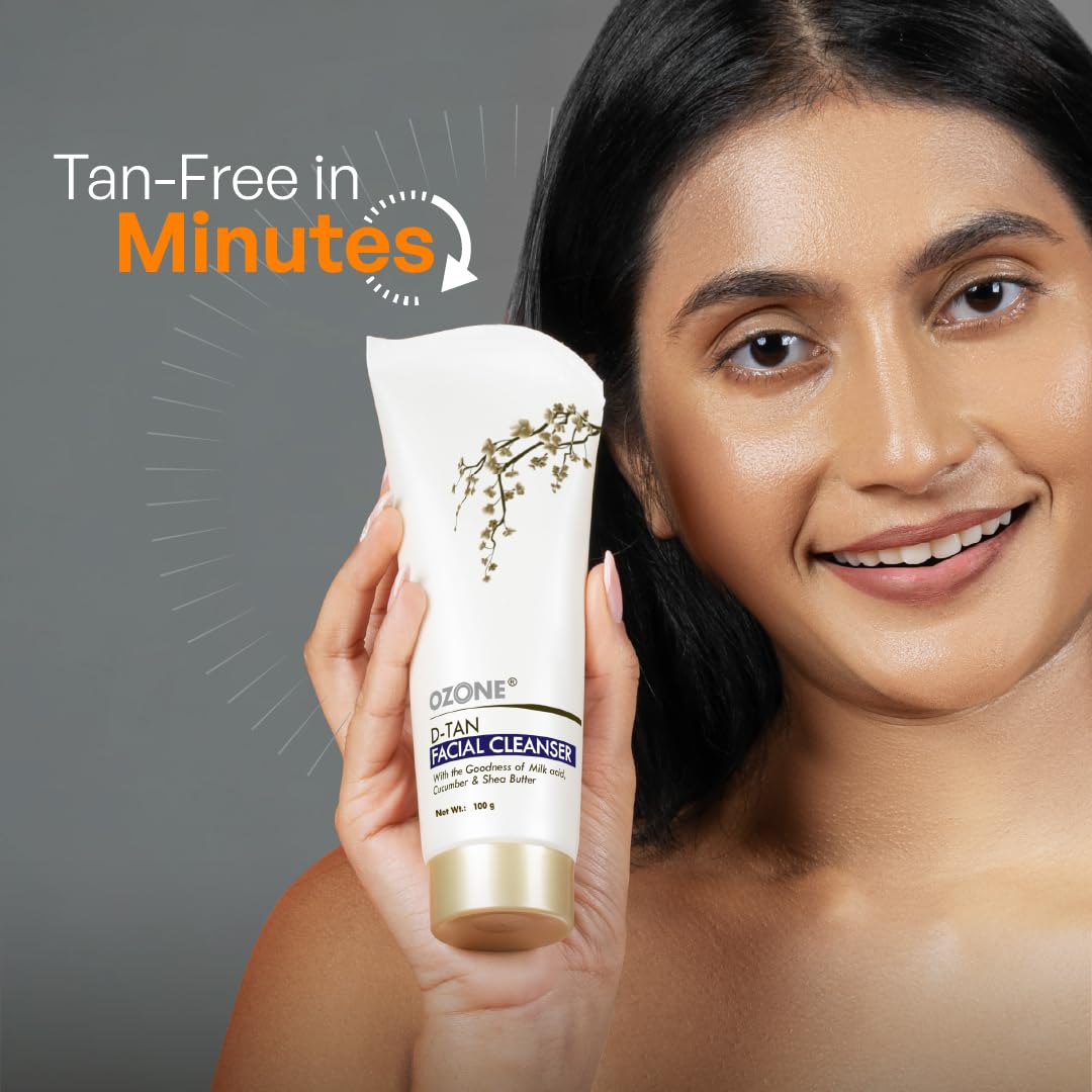 Ozone D-Tan Facial Cleanser | Tan Removal & Uneven Skin Tone | Enriched with Cucumber, Shea Butter & Milk | All Skin Types | For Men & Women | Tan removal for face & body