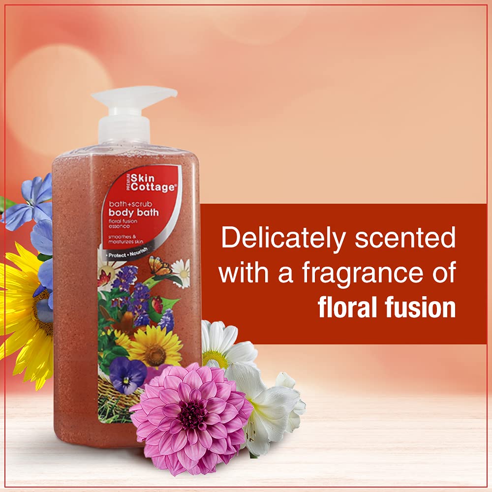 Skin Cottage Floral Fusion Essence Bath Scrub - Exfoliating Body Wash with Apricot Kernel and Jojoba Beads ( 1000 ml )  from Skin Cottage