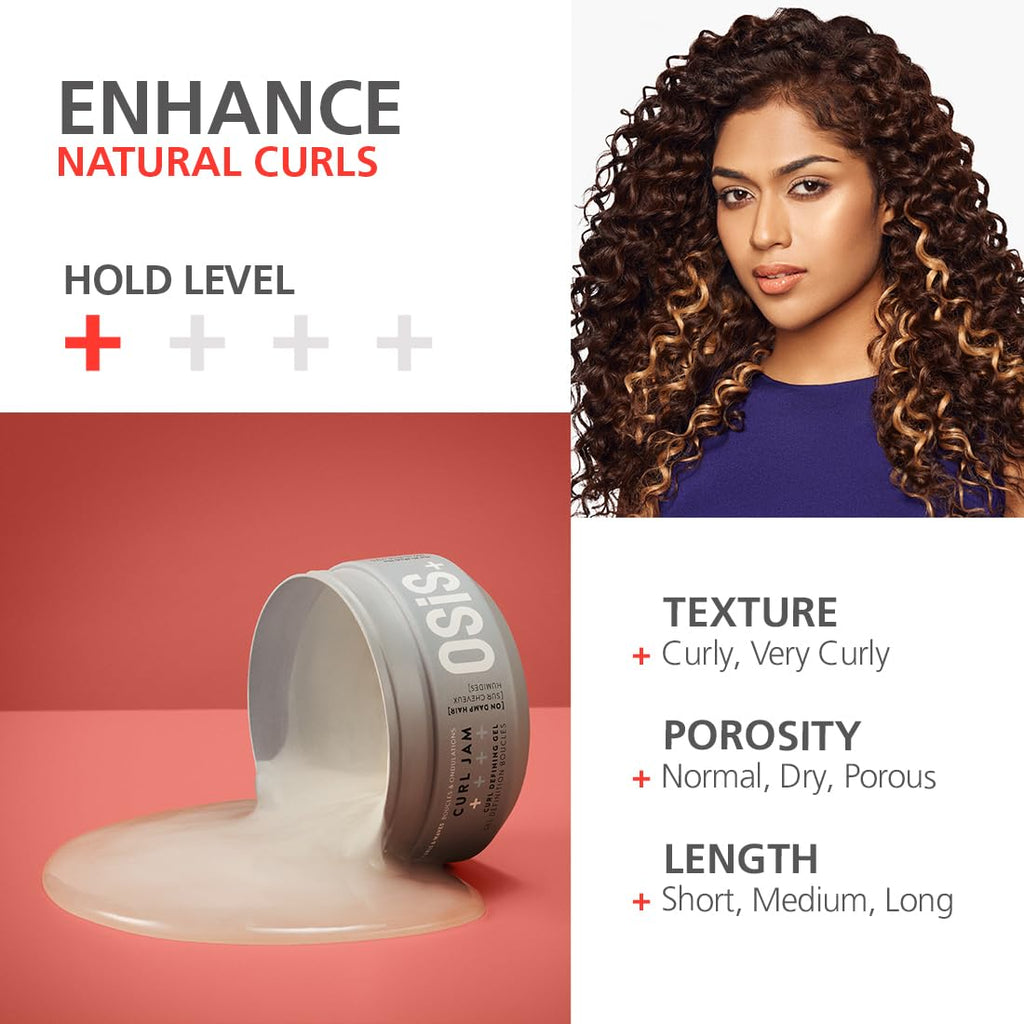 Schwarzkopf Professional OSiS+ Curl Jam - Curl Defining Gel for Hair styling I Light Hold I For natural shine and Soft Bouncy Curls | Protection against Humdity | Provides intense Moisture | Vegan | Glycerin | 300 ml  from OSiS+