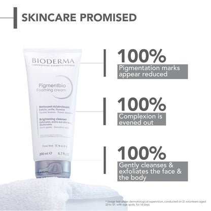 Bioderma Pigmentbio Foaming Cream Brightening Exfoliating Cleanser (Face & Body Wash) For Brightened Skin, 200 ml cleanser from Bioderma