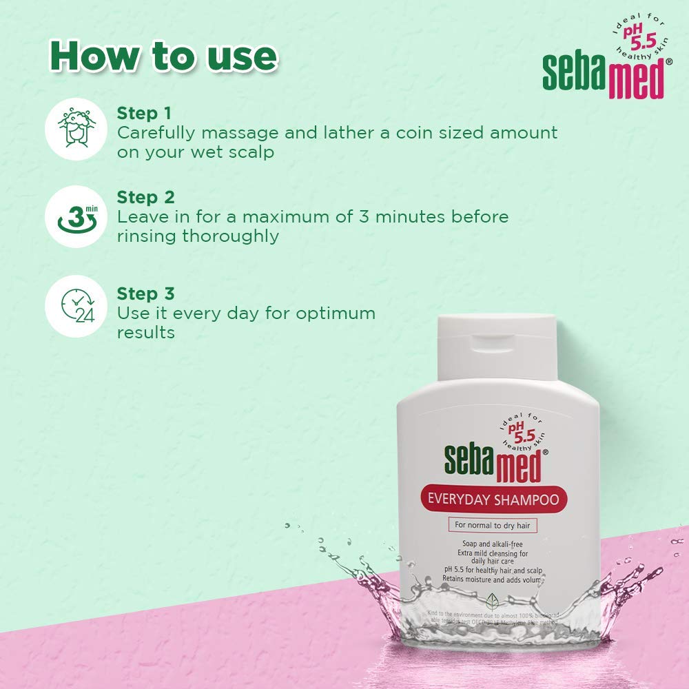 SebaMed Everyday Shampoo 200 Ml|Ph 5.5|Normal To Dry Hair|Mild|Gives Moisture&Volume|Phthalates&Sls And Parabens Free|Men&Women L Shampoo For Dry Scalp Toxin Free L Clinically Proven L Toxin Free  from SebaMed