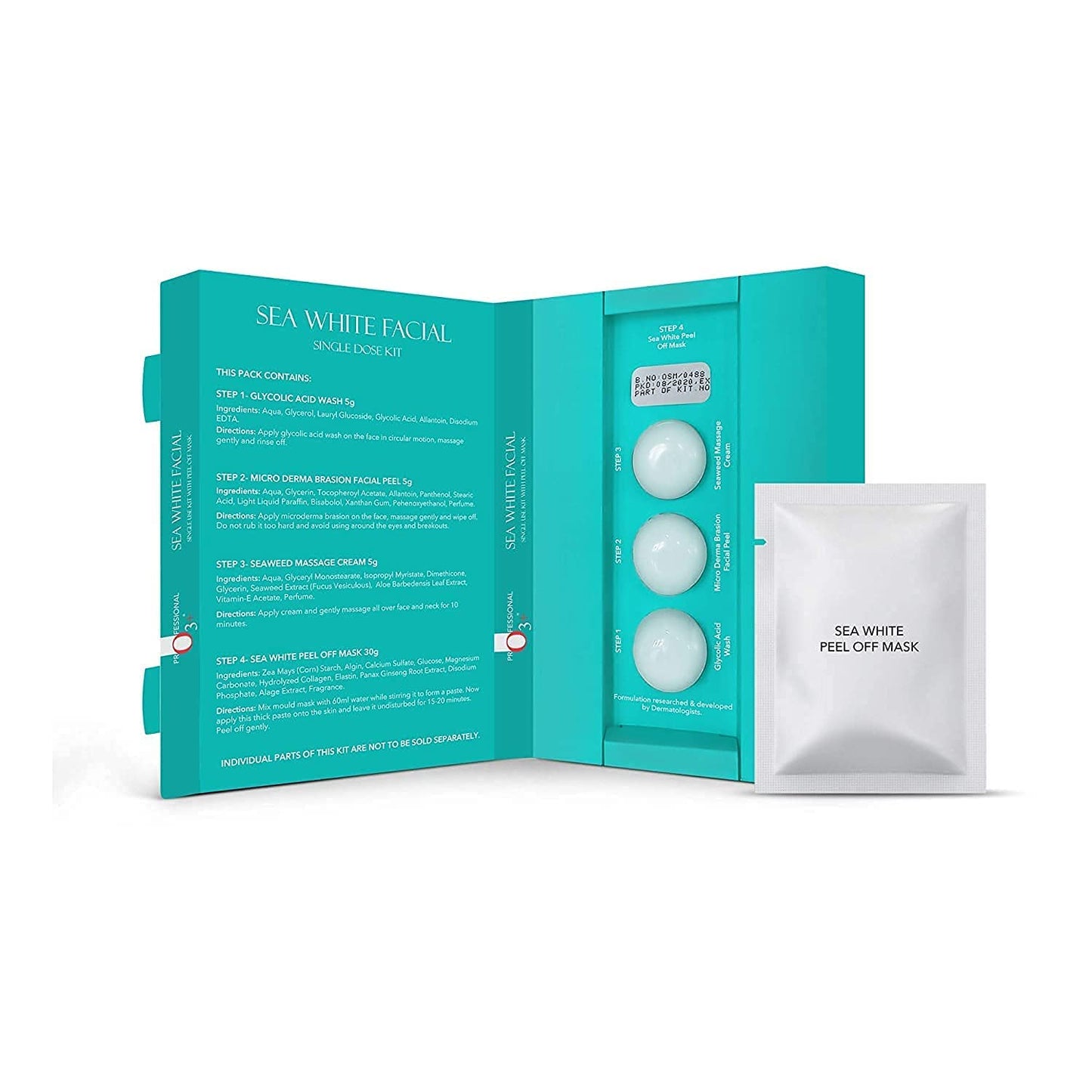 O3+ Sea White Brightening Facial Kit With Peel Off Mask Suitable For Normal To Oily Types (45g, Single Use Facial Kit)  from O3+