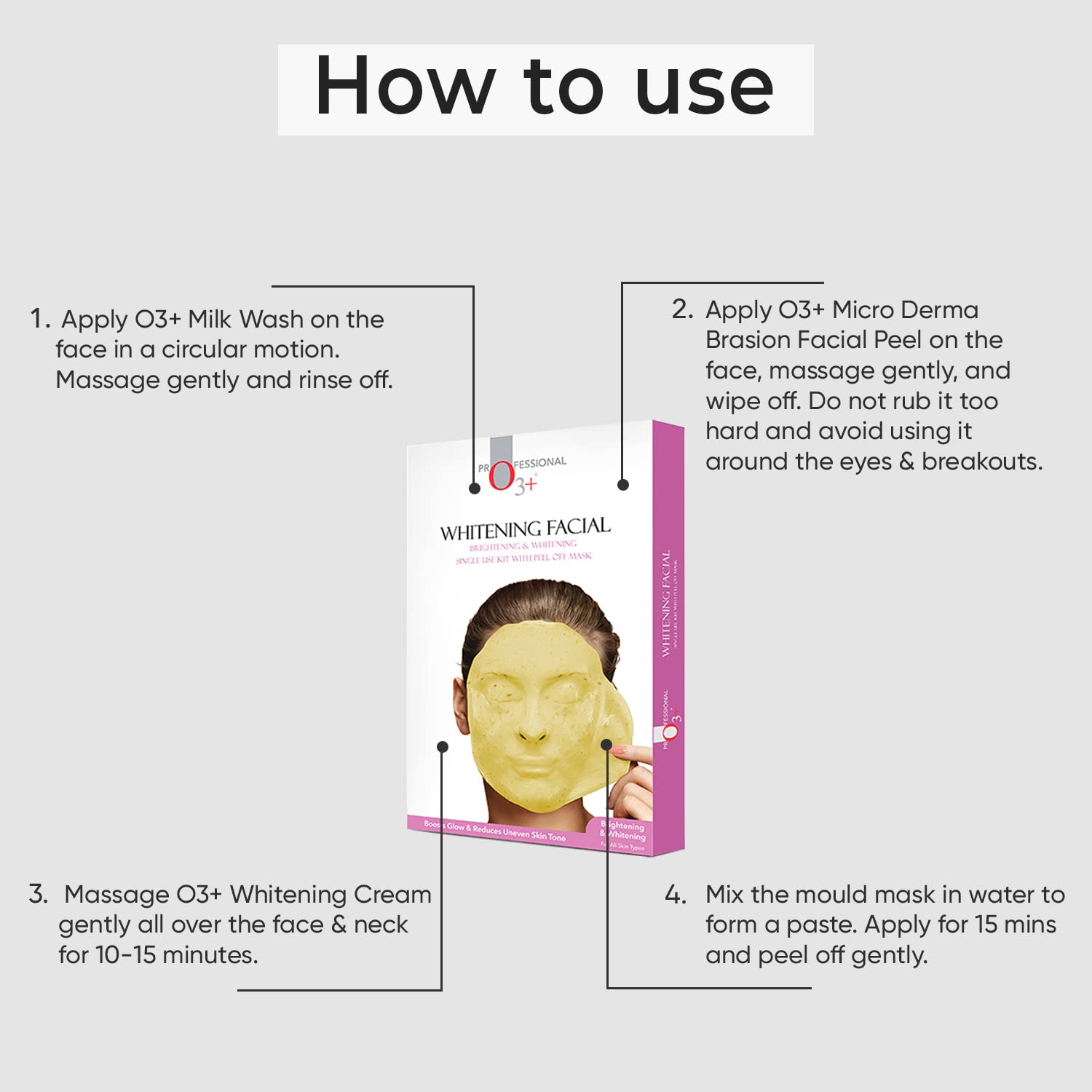 O3+ Whitening Facial Kit With Brightening & Whitening Peel Off Power Mask (45gm)  from O3+