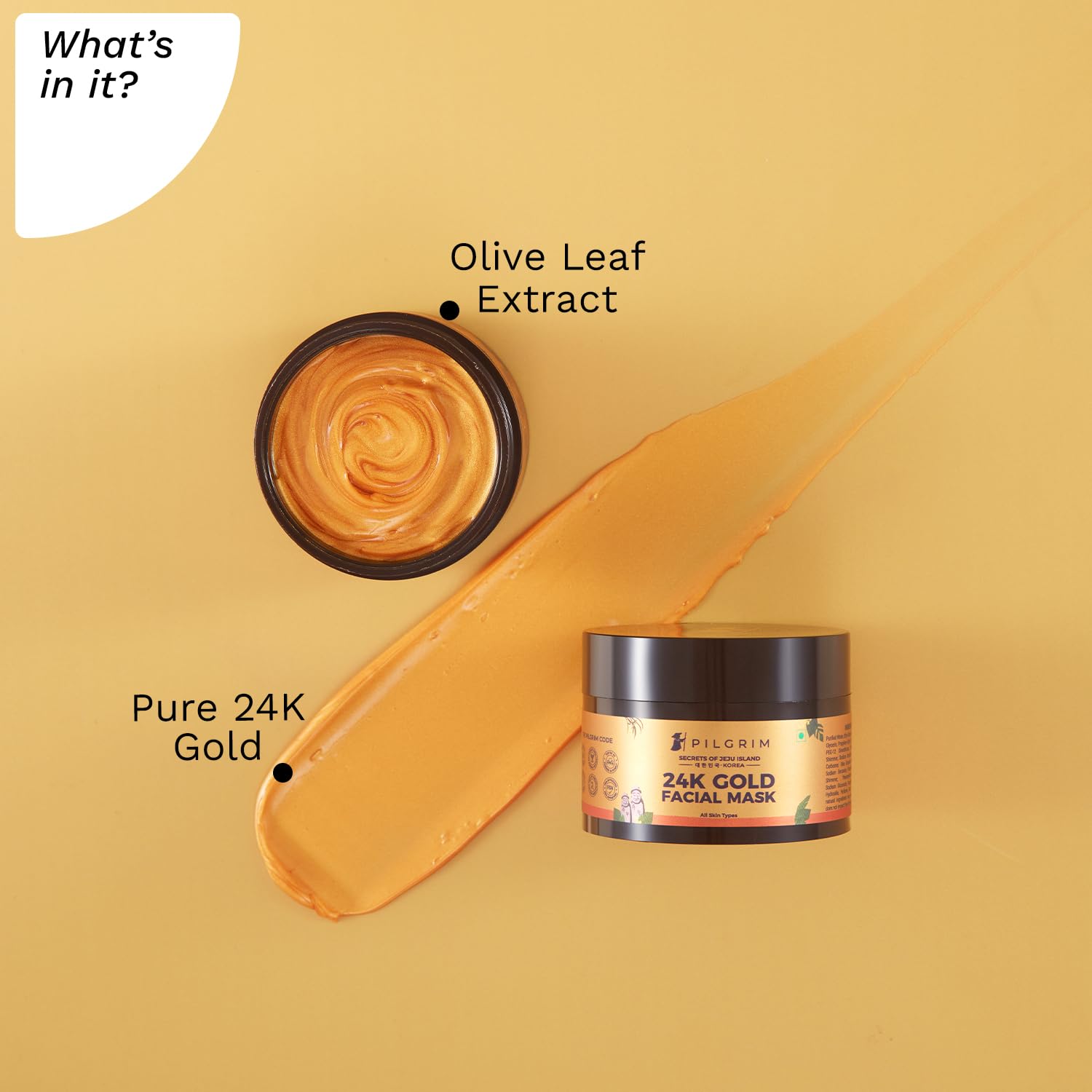 Pilgrim 24K Gold face mask for glowing skin | 24K Gold face pack for glowing skin, skin hydrating, boosts collagen and restoring skin radiance | For All Skin Types | For Men & Women | 50gm  from Pilgrim
