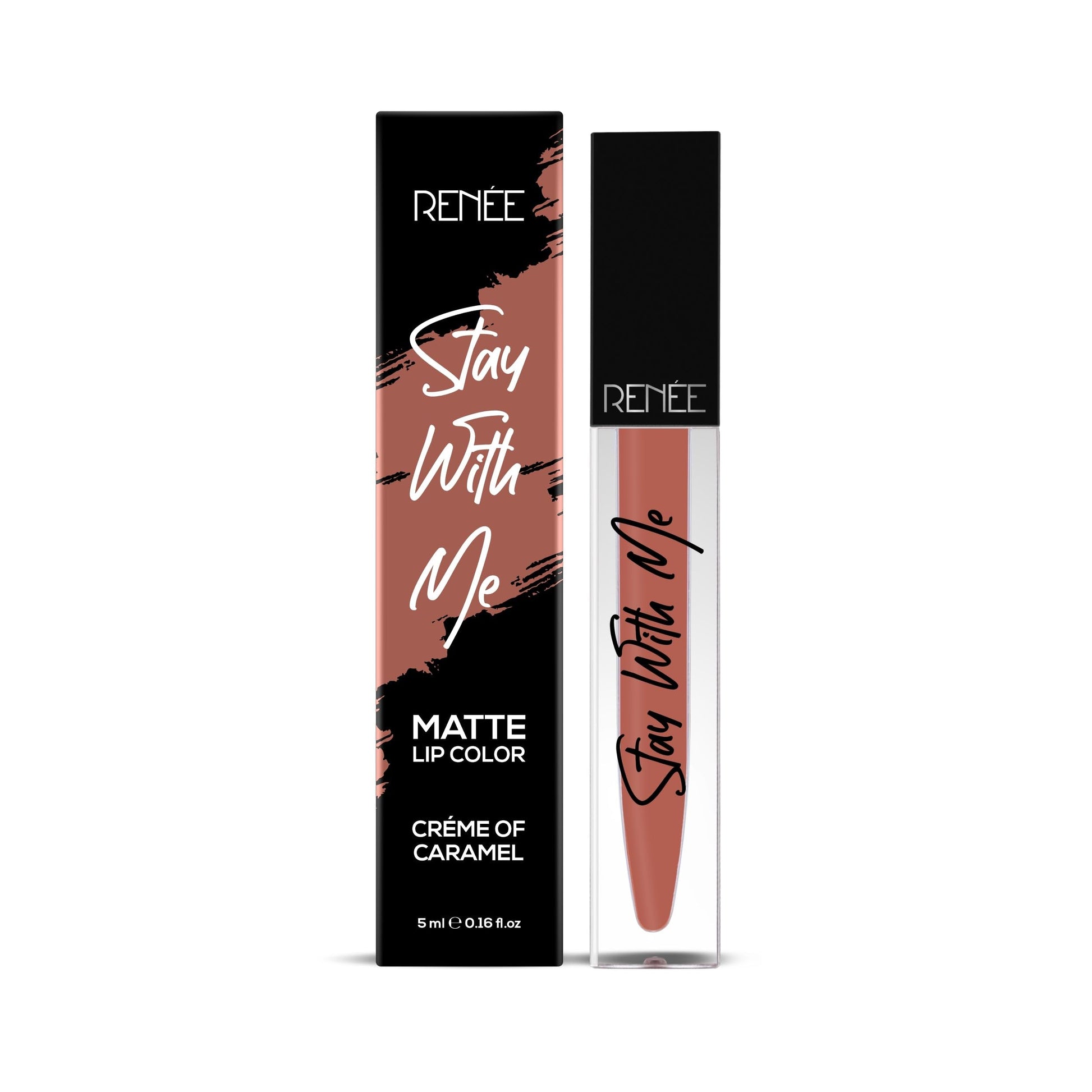 RENEE Stay With Me Matte Lip Color - Creme Of Caramel 5ml| Long lasting, Light Weight & Non Transfer Formula| Water & Smudge Proof  from RENEE