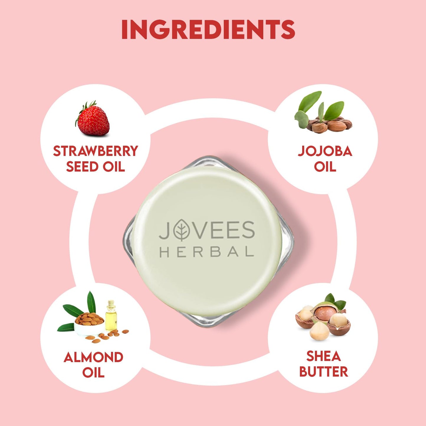 Jovees Herbal Strawberry Moisture Surge Lip Balm | 24 Hour Hydration | Rejuvenates Dry and Chapped Lips | Gives Soft & Shiny Lips 8g  from JOVEES