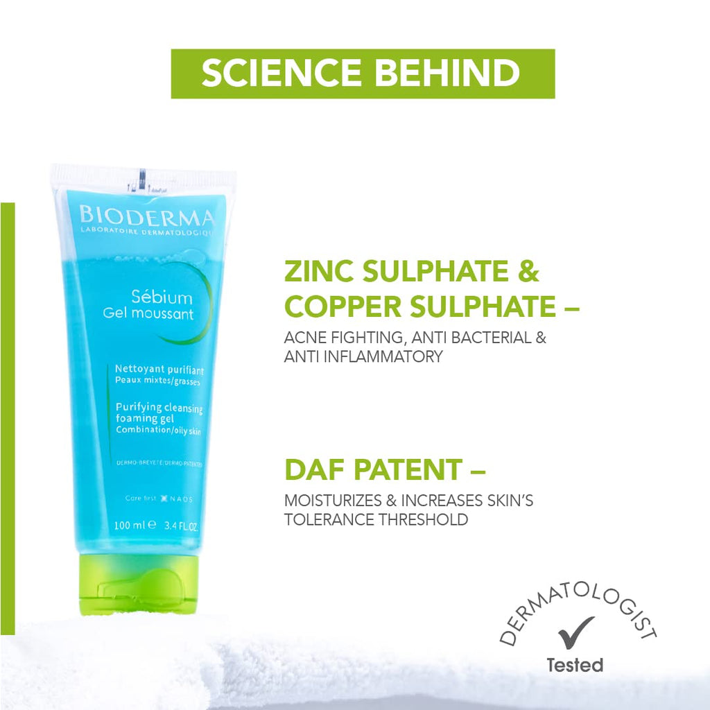 Bioderma Sebium Gel Moussant Purifying Cleansing Foaming Gel Combination To Oily Skin, 100ml cleansing foam from Bioderma