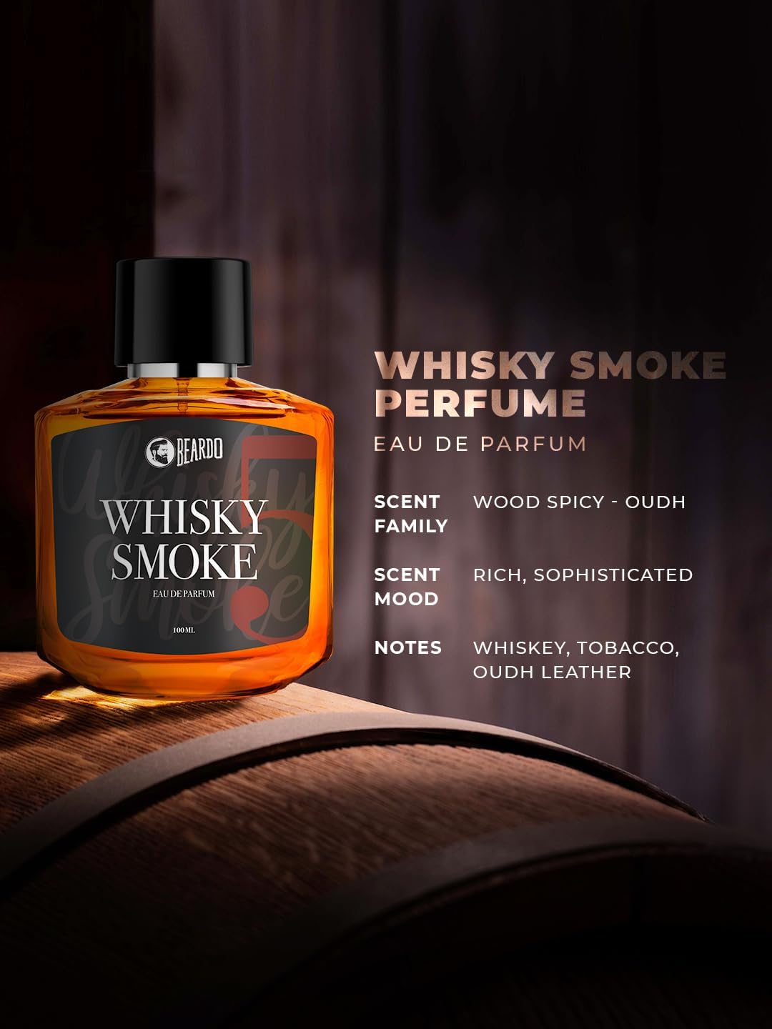 Beardo Whisky Smoke Perfume for Men, 100ml | Spicy, Woody - Oudh Scent Eau De Parfum | Long Lasting Mens Perfume | Best Date Night Fragrance Body Spray for Men perfume from BEARDO
