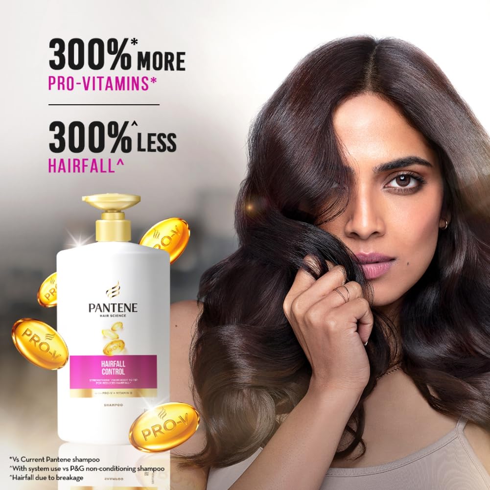 Pantene Hair Science Hairfall Control Shampoo 1Litre with Pro-Vitamins & Vitamin B for reduced hairfall,for all hair types, shampoo for women & men, for hairfall and damage prone hair Shampoo from Pantene