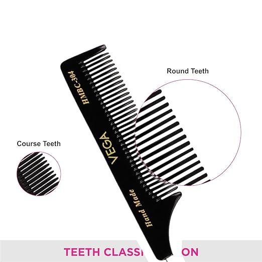 Vega Tail Hair Comb (India's No.1* Hair Comb Brand)with Steel Pin For Women, (HMBC-304) Vega Tail Hair Comb from vega