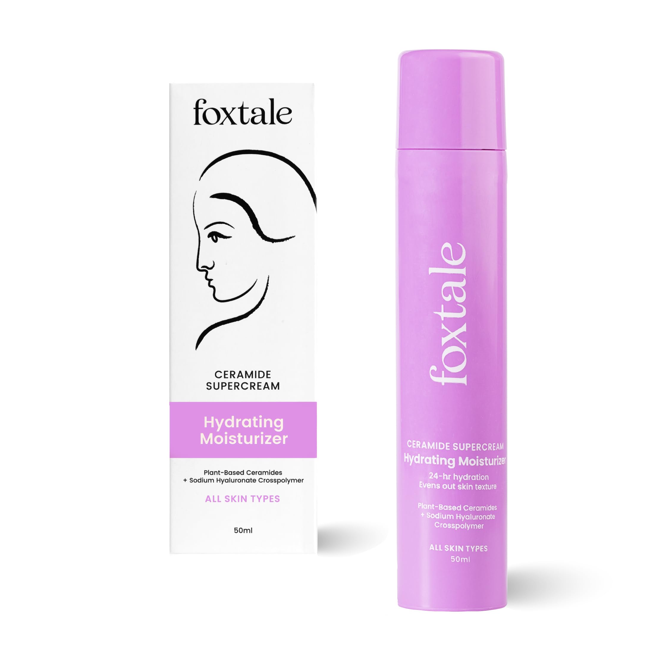 Foxtale 5x Hydrating Ceramide Moisturizer for Face | Micro Hyaluronic Acid & 3 Ceramides | Lightweight | Fast Absorbing | Repairs Skin Barrier and Texture | Men & Women - 50ml  from FoxTale