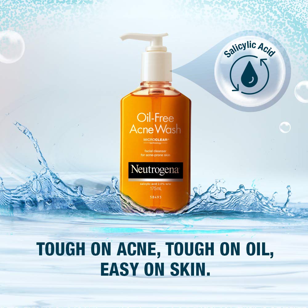 Neutrogena Oil Free Acne Wash | Deep Cleansing Face Wash with Salicylic Acid | Hydrating, Alcohol Free, Non Comedogenic & Dermatologically Tested | For Oily Acne Prone Skin | 175ml  from Neutrogena