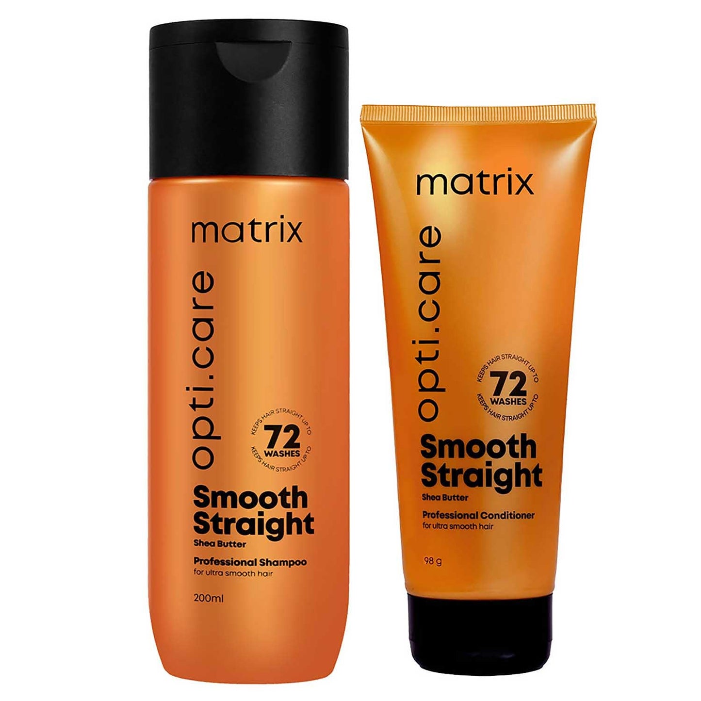 Matrix Opti.Care Professional Shampoo and Conditioner Combo for Salon Smooth Straight Hair | Control Frizzy Hair for up to 4 Days | With Shea Butter | No Added Parabens (200 ml + 98 g)  from Matrix