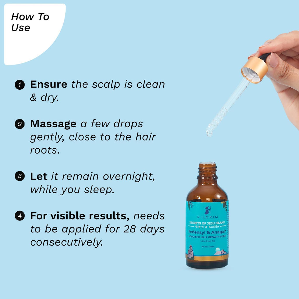 Pilgrim Redensyl 3% + Anagain 4% + Baicapil Advanced Hair Growth Serum (30ml) for Scalp with Korean Black Rice, Saw Palmetto | Control Fall, Stimulate Regrowth, Increase Density | For Women & Men