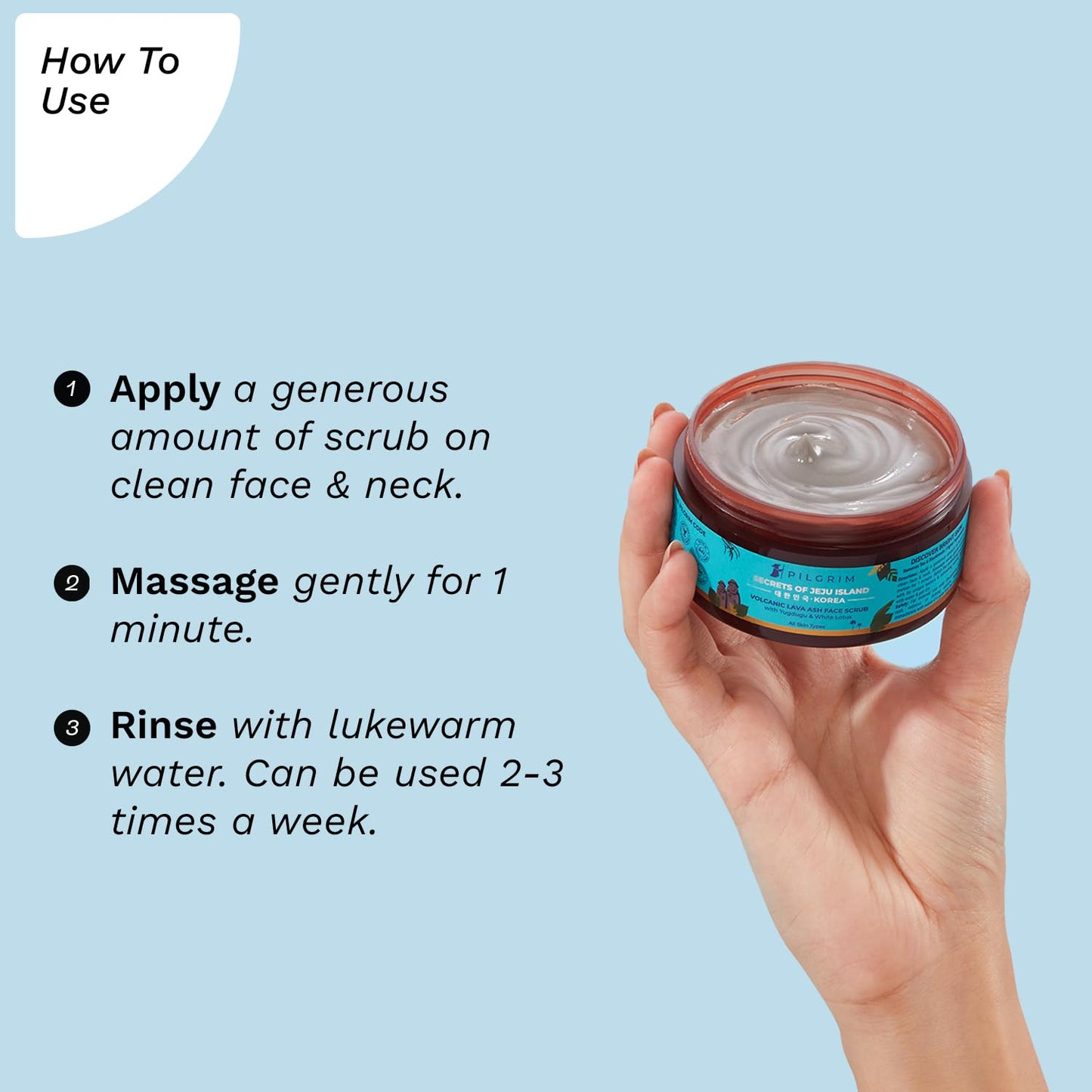 Pilgrim Face Scrub for De Tan, Exfoliation, Glowing Skin, Blackhead Removal, Dry, Oily, Combination Skin, Men and Women, Korean Beauty Secrets, 100g Face Scrub from Pilgrim