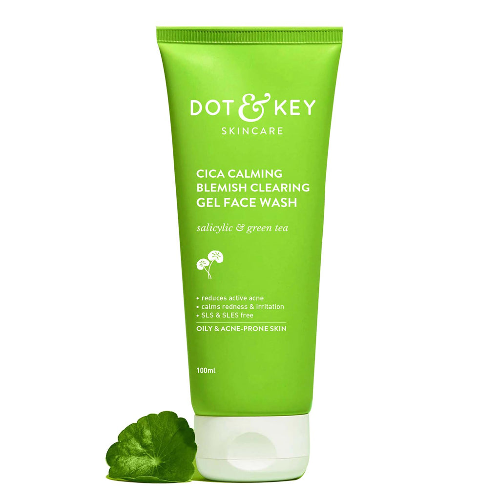 Dot & Key CICA Face Wash for Acne Prone Skin, 2% Salicylic Acid with Green Tea | For Oily & Sensitive Skin | Sulphate Free for Men & Women | Oil Control Face Wash with Zinc | 100ml