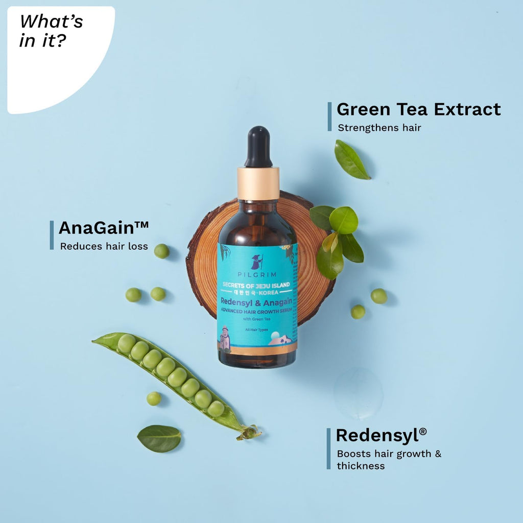 Pilgrim Redensyl 3% + Anagain 4% + Baicapil Advanced Hair Growth Serum (30ml) for Scalp with Korean Black Rice, Saw Palmetto | Control Fall, Stimulate Regrowth, Increase Density | For Women & Men