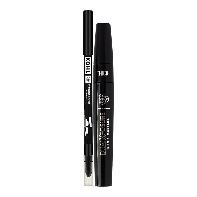 PAC Longlasting Kohl Pencil Black + Dual Xposure Mascara - 01 Black Combo