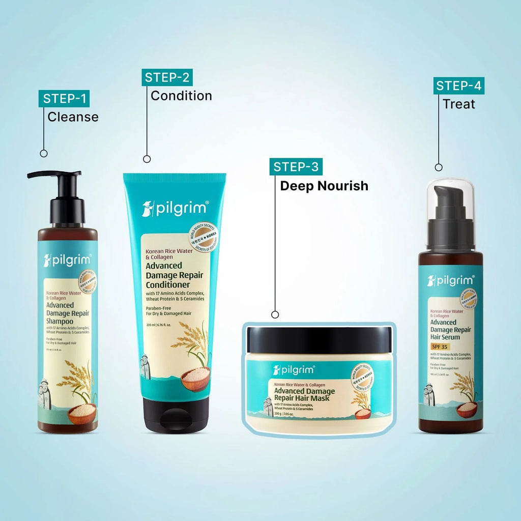 Pilgrim Korean Rice Water & Collagen Advanced Damage Repair Hair Mask (200g)